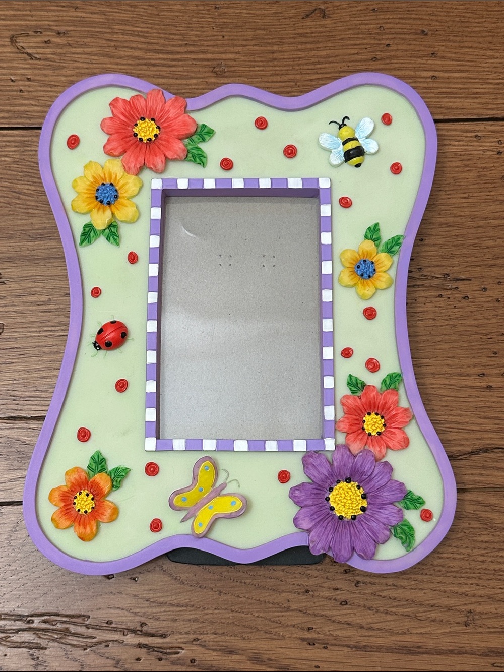 Amscan Purple-Trimmed Floral Frame with Bees, Ladybug and Butterfly